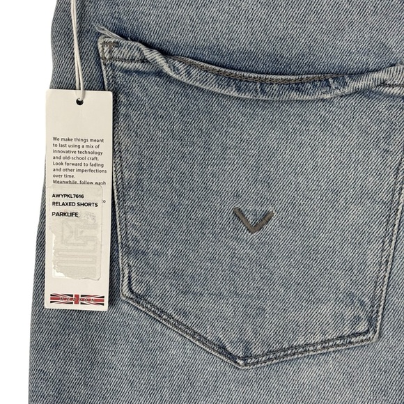 HUDSON RELAXED PARKLIFE HIGH RISE LIGHT WASH BLUE DENIM JEAN SHORTS - Picture 9 of 11